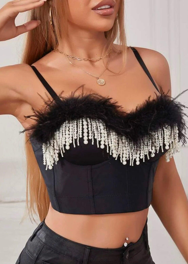 PEARL FEATHER CORSET TOP