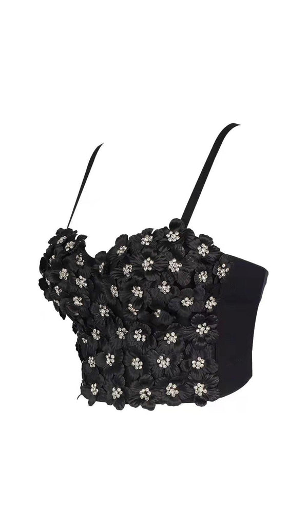 BLACK FLOWER CRYSTAL TOP