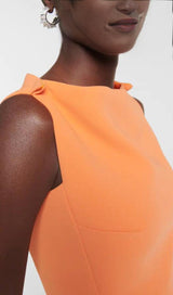 RUFFLED ASYMMETRIC HIGH-LOW DRESS IN ORANGE