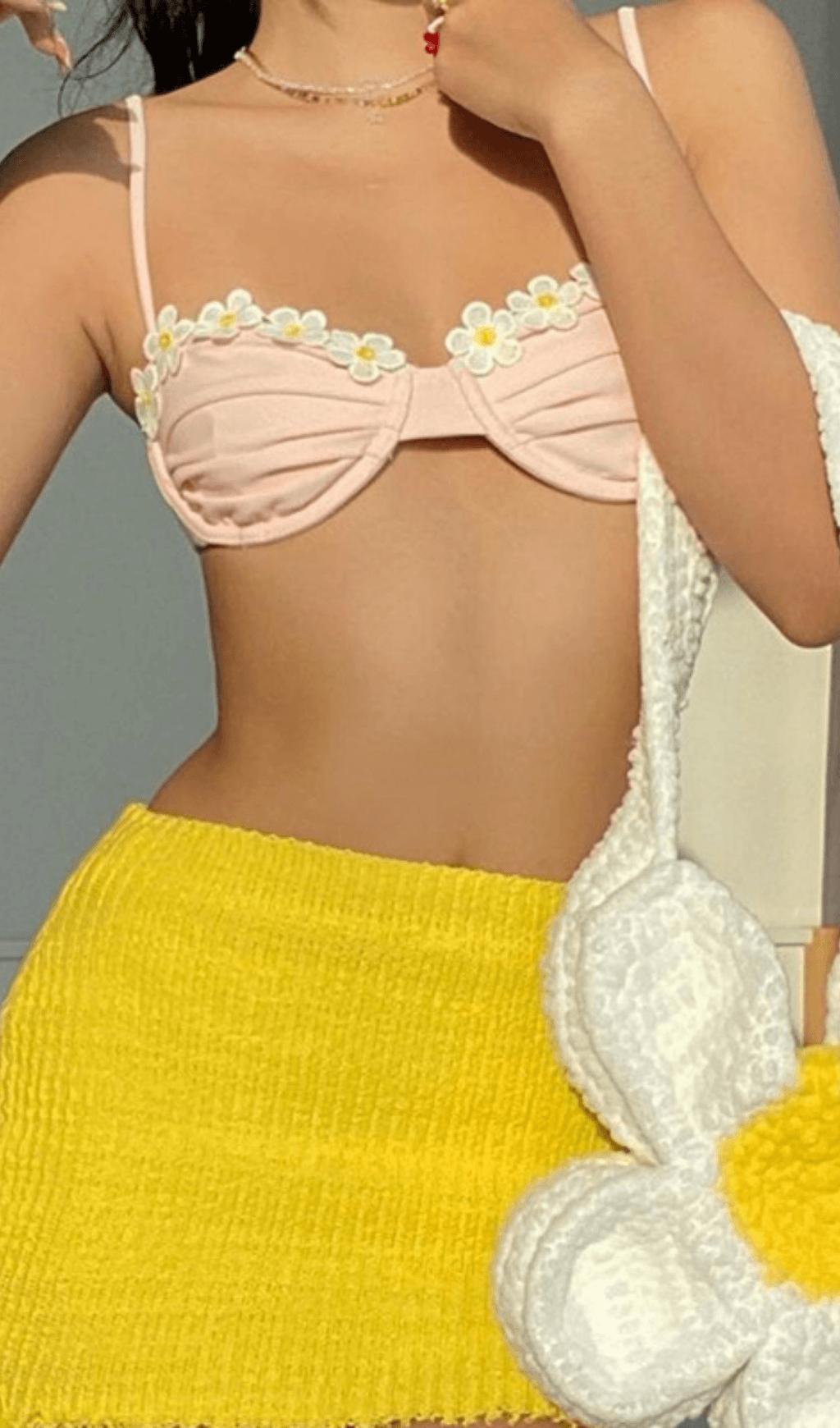 PINK SMOCKED FLORAL LINGERIE