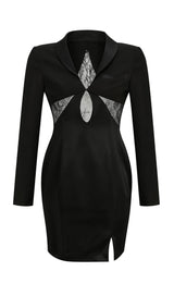 V-neck cutout suit collar dress