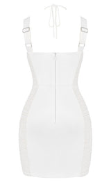 IVORY PLEATED STAIN MINI DRESS