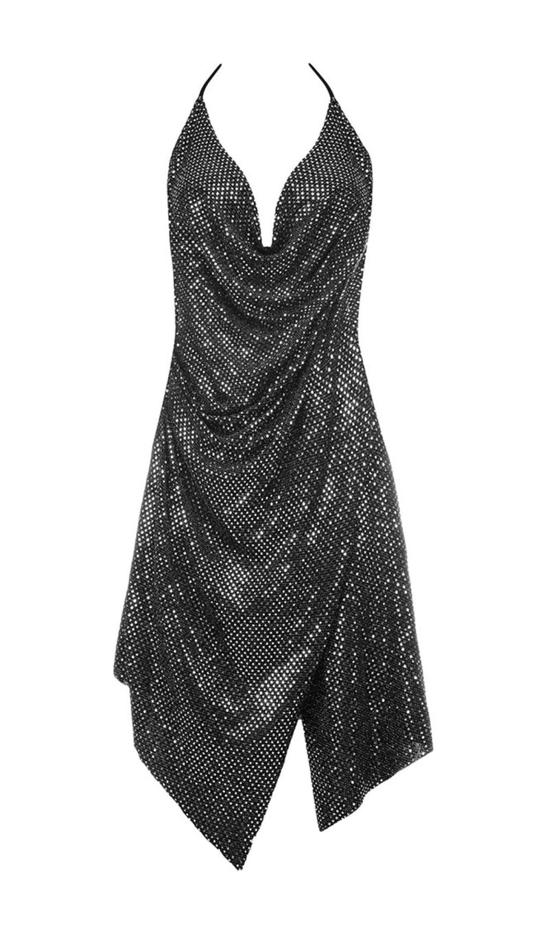 Sequined Diamond Deep V Dress