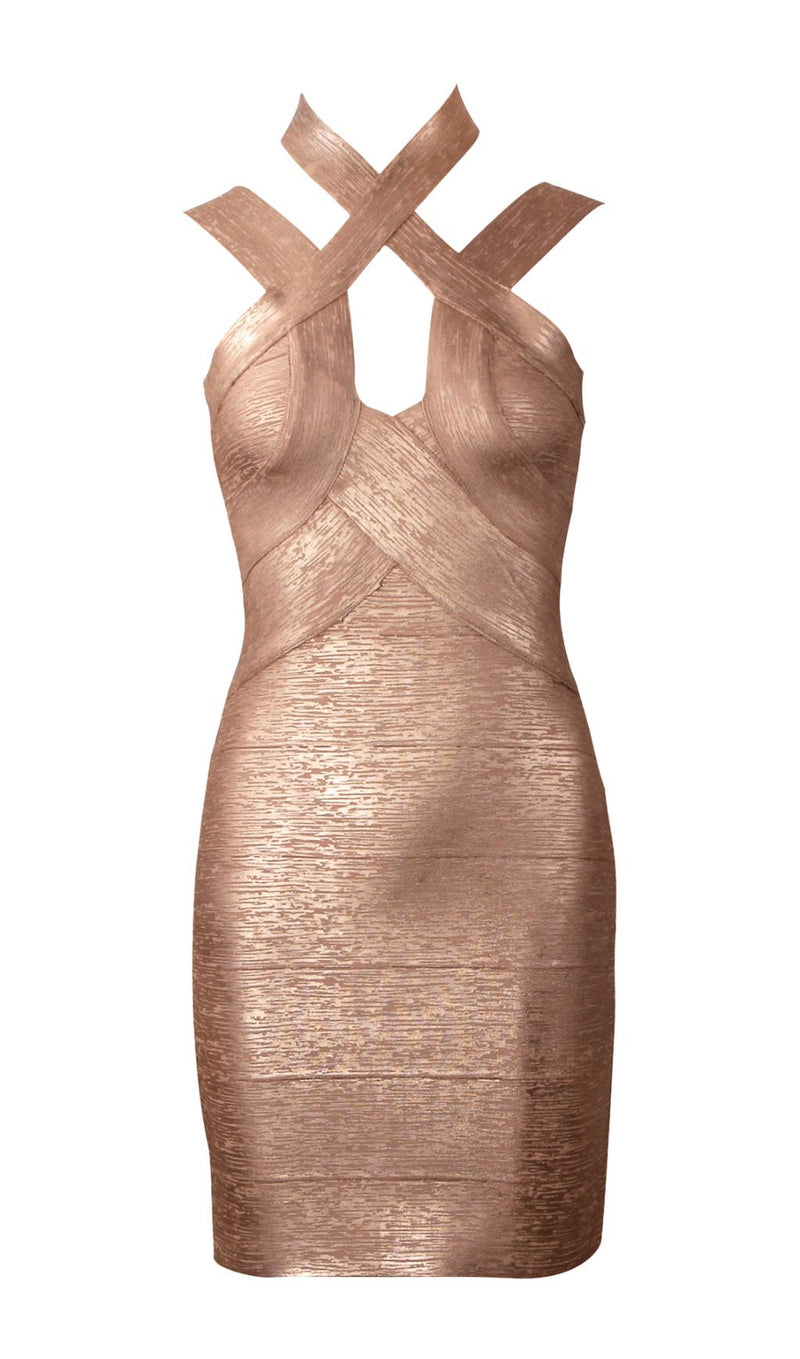 Bronzing bandage dress