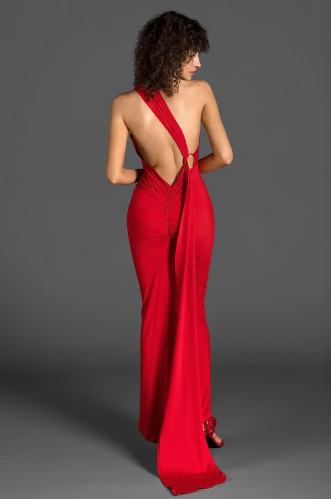 Welonia One Shoulder Backless Ruched Dress