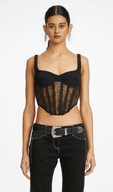 Hollow lace mesh top