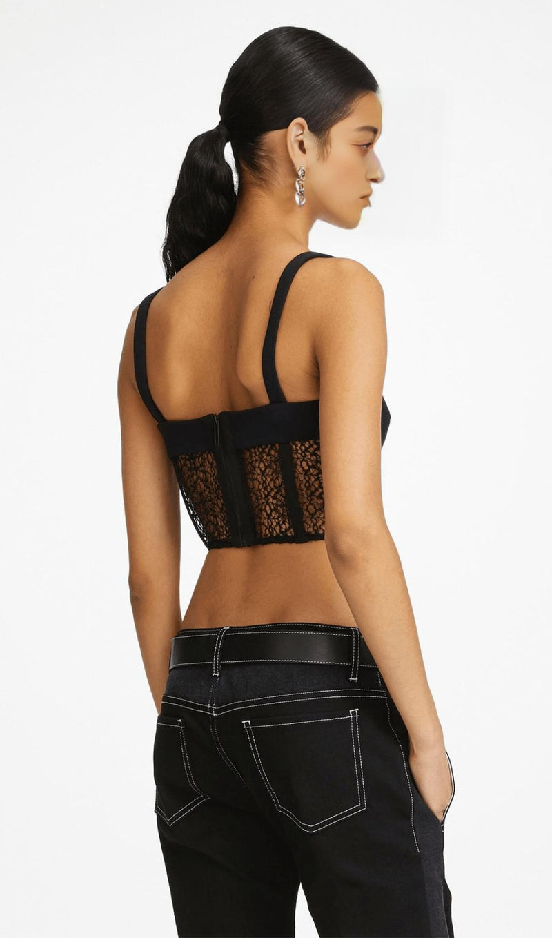 Hollow lace mesh top