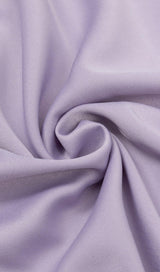 SATIN CRYSTAL MIDI DRESS IN LILAC GRAY