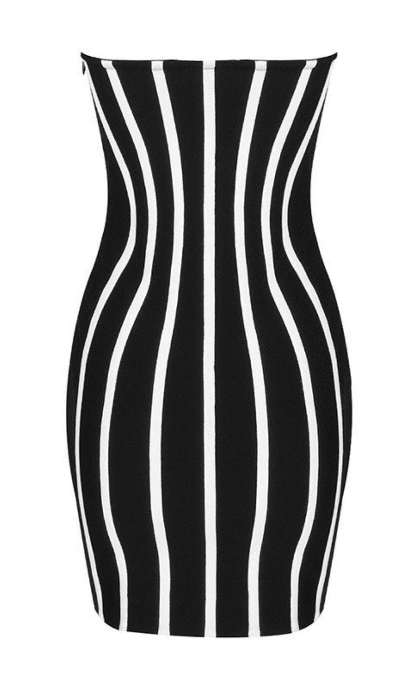 Zebra Black Strapless French dress