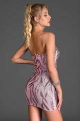 Siderou Strapless Diamond Sequin Dress With Shawl