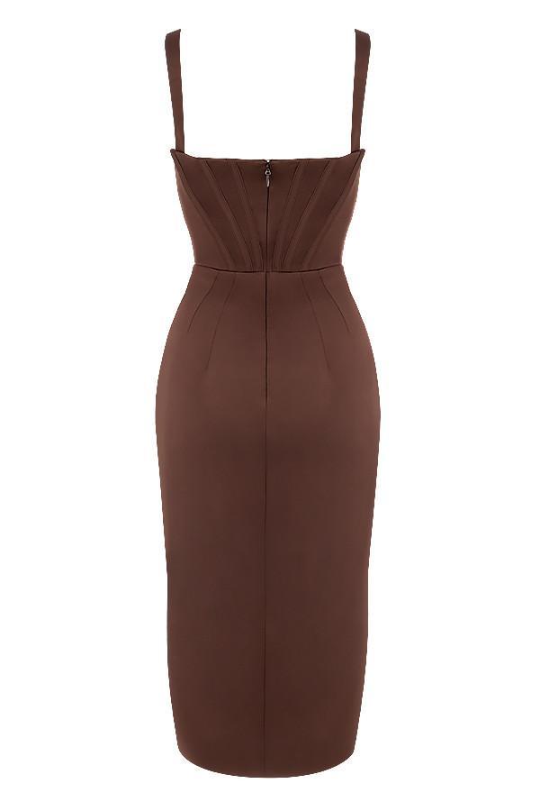 CEREDA CHOCOLATE SATIN MINI DRESS