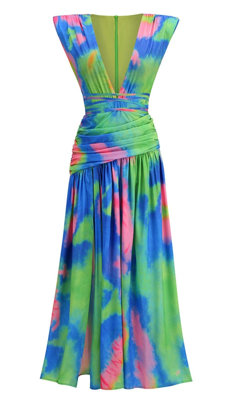 MIXED FLORA SLEEVELESS MAXI DRESS