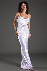 Alanides Bead Applique Satin Dress