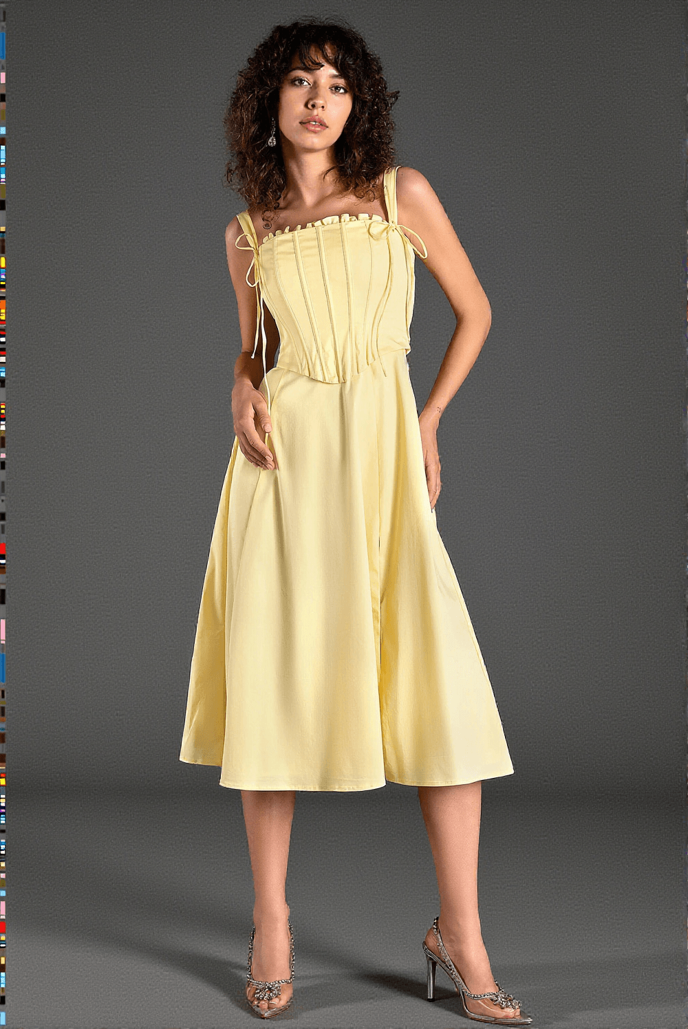 Artinou Strap Tie Corset Dress Set
