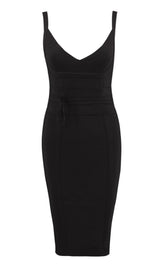 BLACK TIE WAIST BANDAGE DRESS