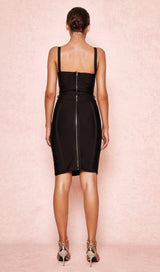 BLACK TIE WAIST BANDAGE DRESS