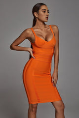 BANDAGE MINI DRESS -ORANGE