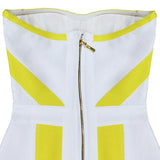 YELLOW AND WHITE STICHING BANDAGE DRESS