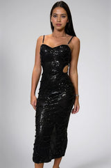 Ifigeneia Pearl Sequin Cut Out Midi Dress