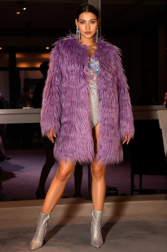 Totidi Purple Concert Eco-Fur Jacket