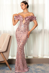 Chondroli Sequin One-Shoulder Mermaid Evening Dress