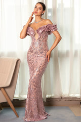 Chondroli Sequin One-Shoulder Mermaid Evening Dress