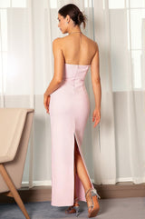 Kanelouli Pink Embroidered Bandage Evening Dress