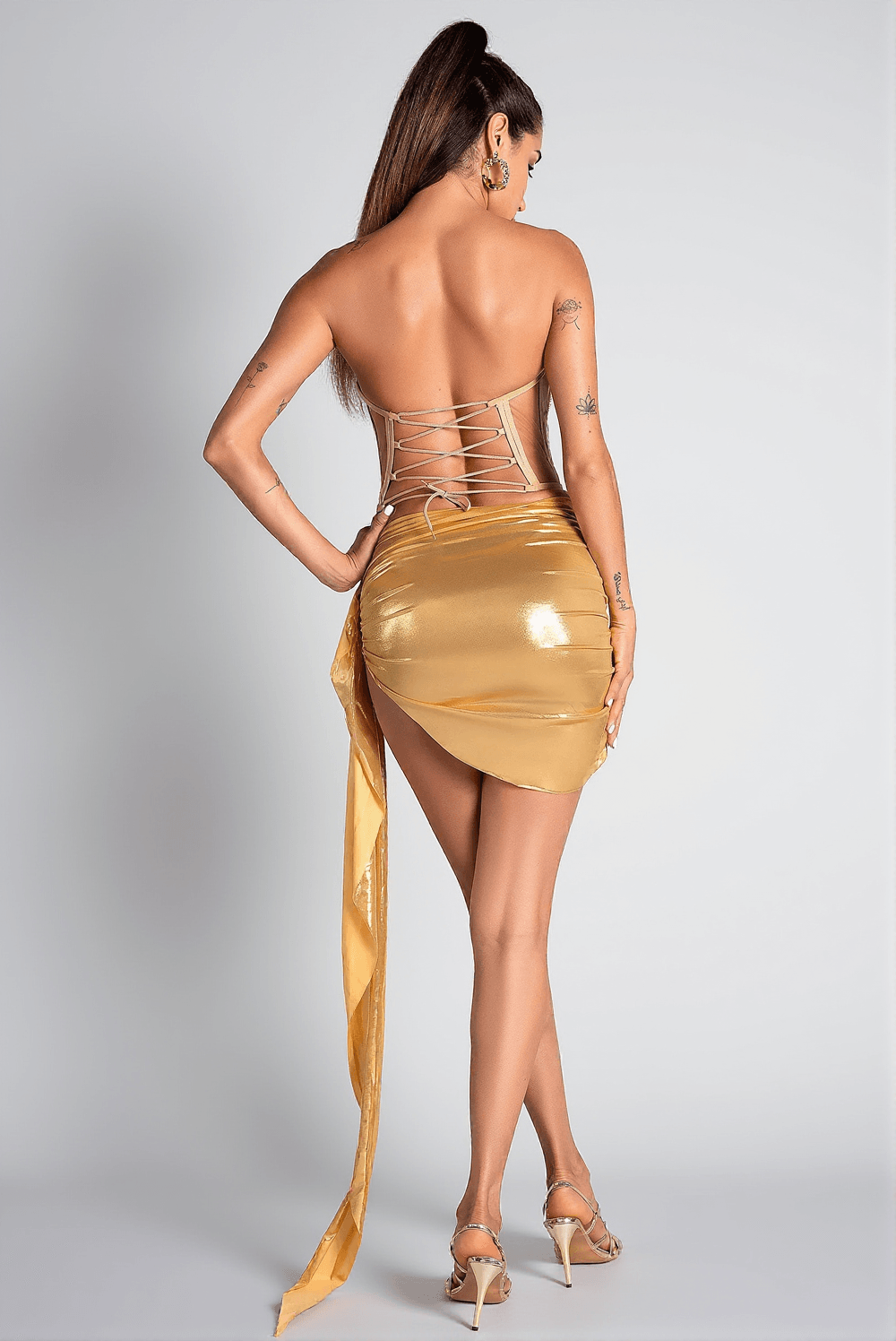 Selene Gold Corset Metallic 2 Piece Set