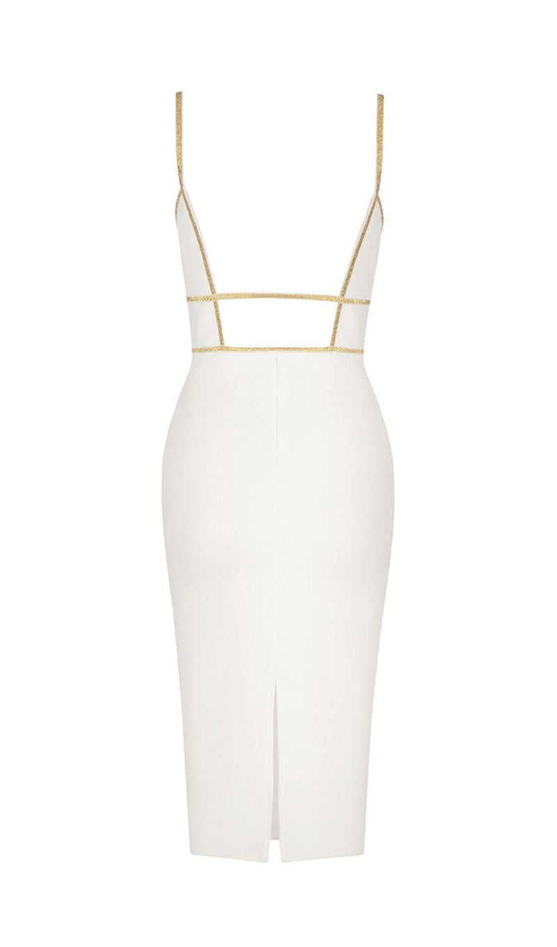 MESH BANDAGE MIDI DRESS IN WHITE