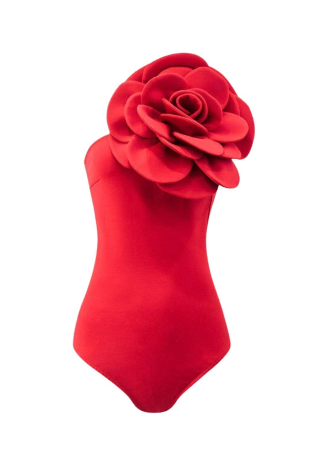EXAGGERATED 3D FLOWER BODYSUIT IN RED