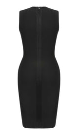 SIDE LACE UP BANDAGE MIDI DRESS IN BLACK