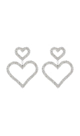 GOLD DIAMANTE HEART SHAPE DROP EARRINGS