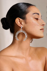 SILVER CRYSTAL ARCHED SHAPE DROP EARRINGS