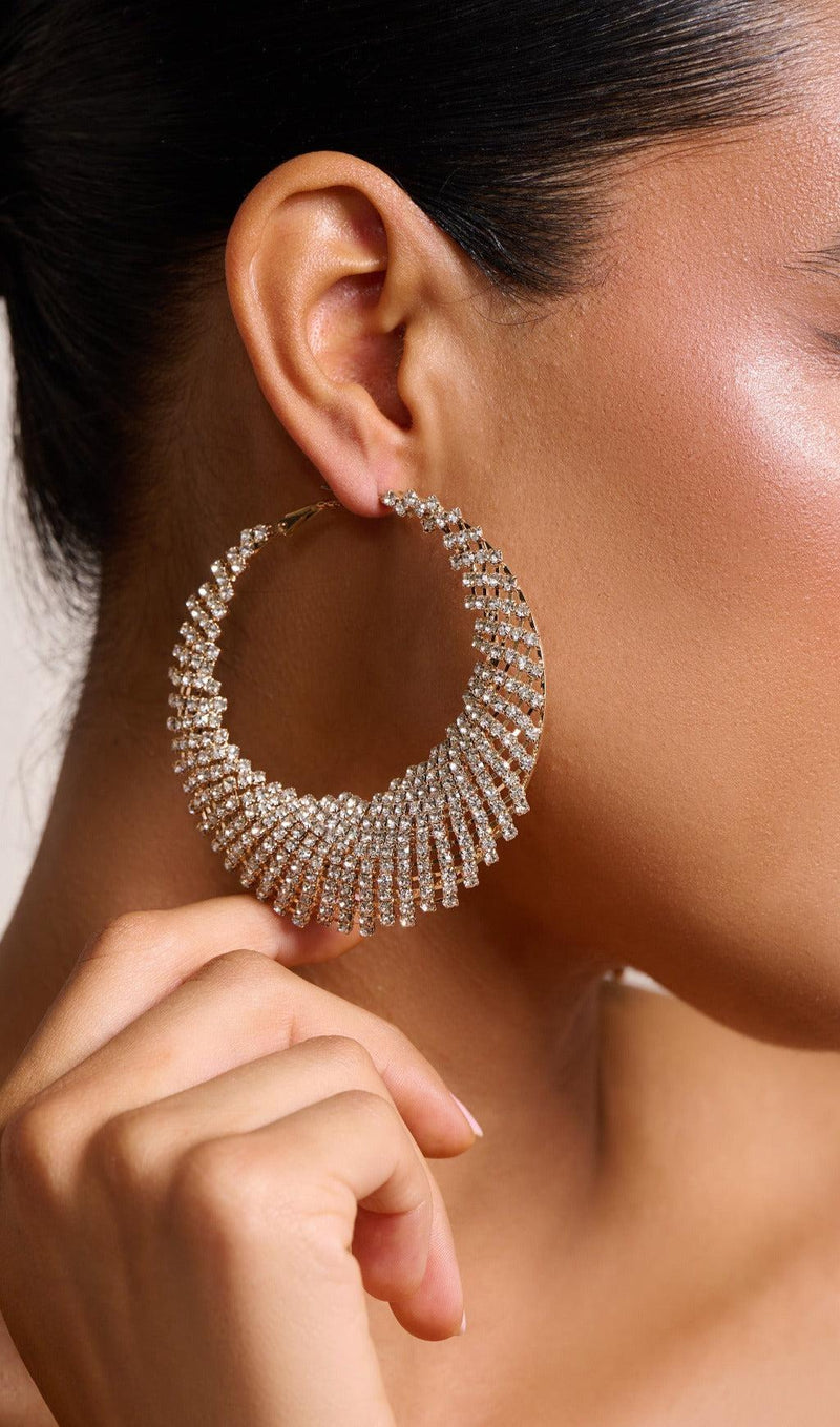 GOLD DIAMANTE HOOP EARRINGS