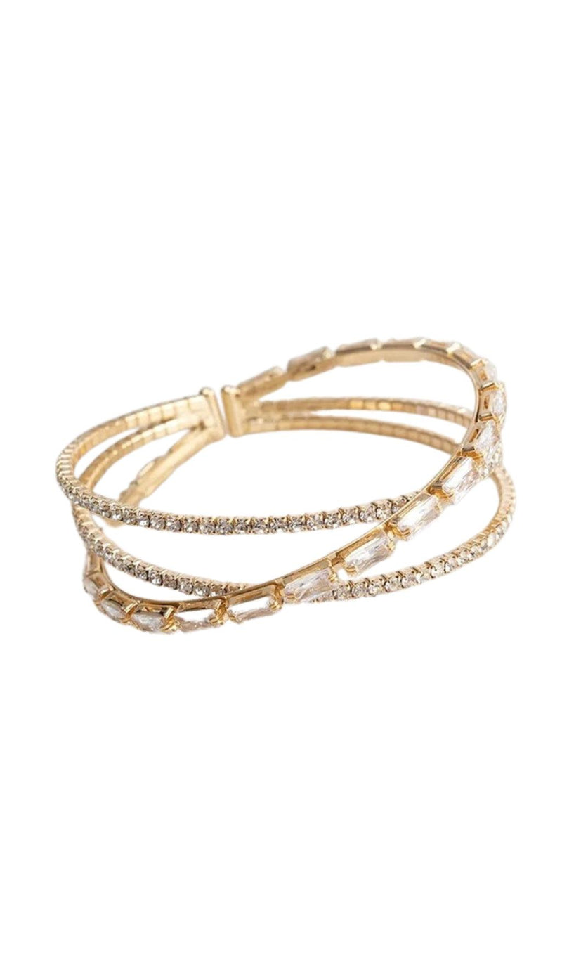 GOLD MULTI LAYERED DIAMANTE BRACELE