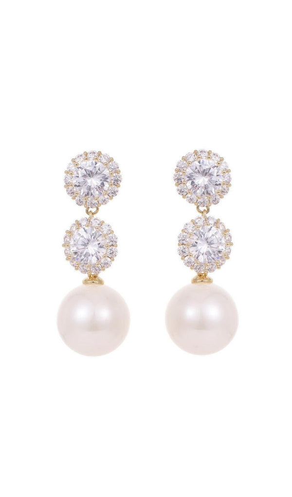 PEARL EARRINGS WITH ZIRCON FLOWERS