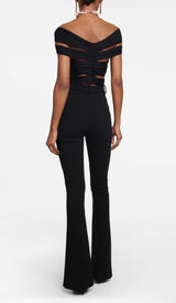 3D FLOWER-EMBELLISHED JUMPSUIT IN BLACK