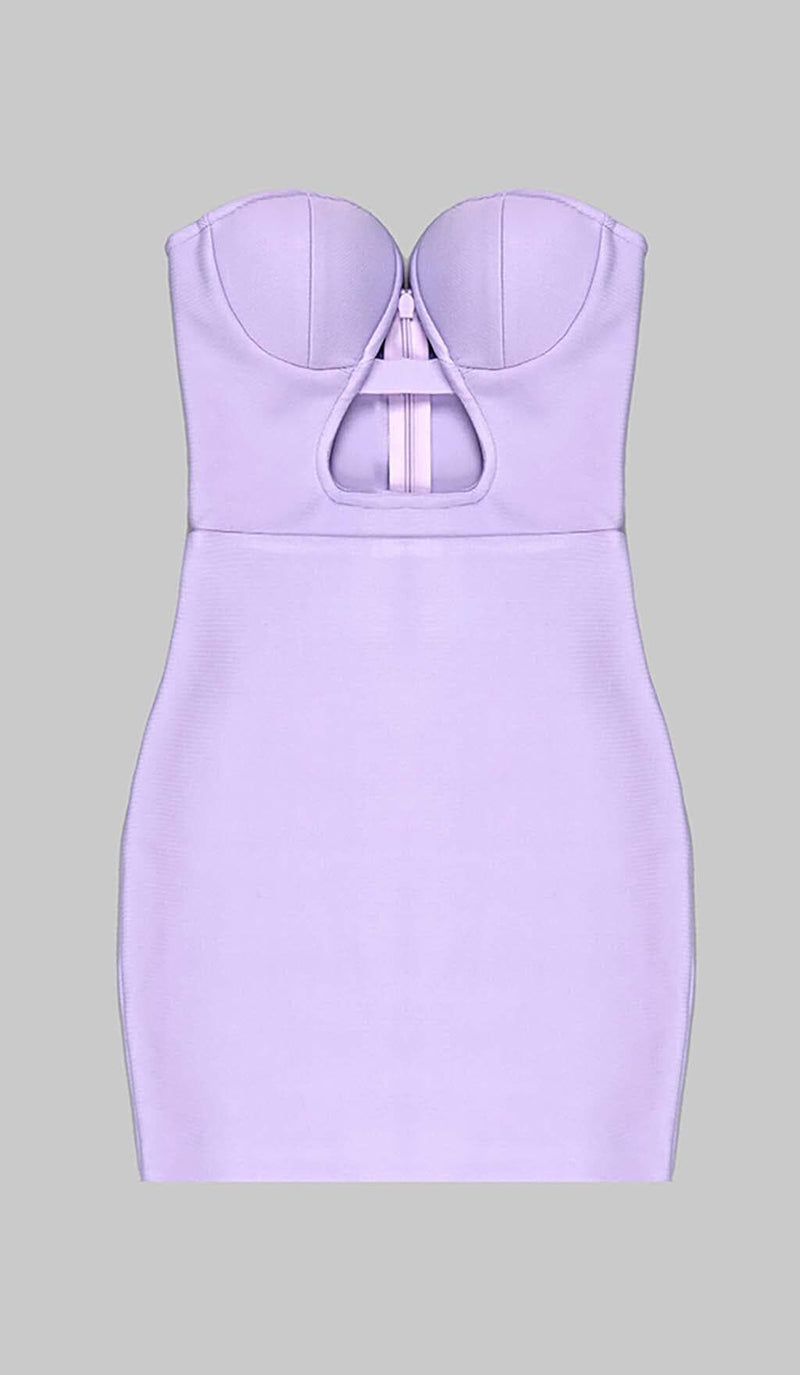 BANDEAU BANDAGE MINI DRESS IN LILAC