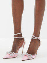 BOW CRYSTAL SATIN HEELS IN BLUSH