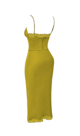 CHARTREUSE SATIN SLIP DRESS