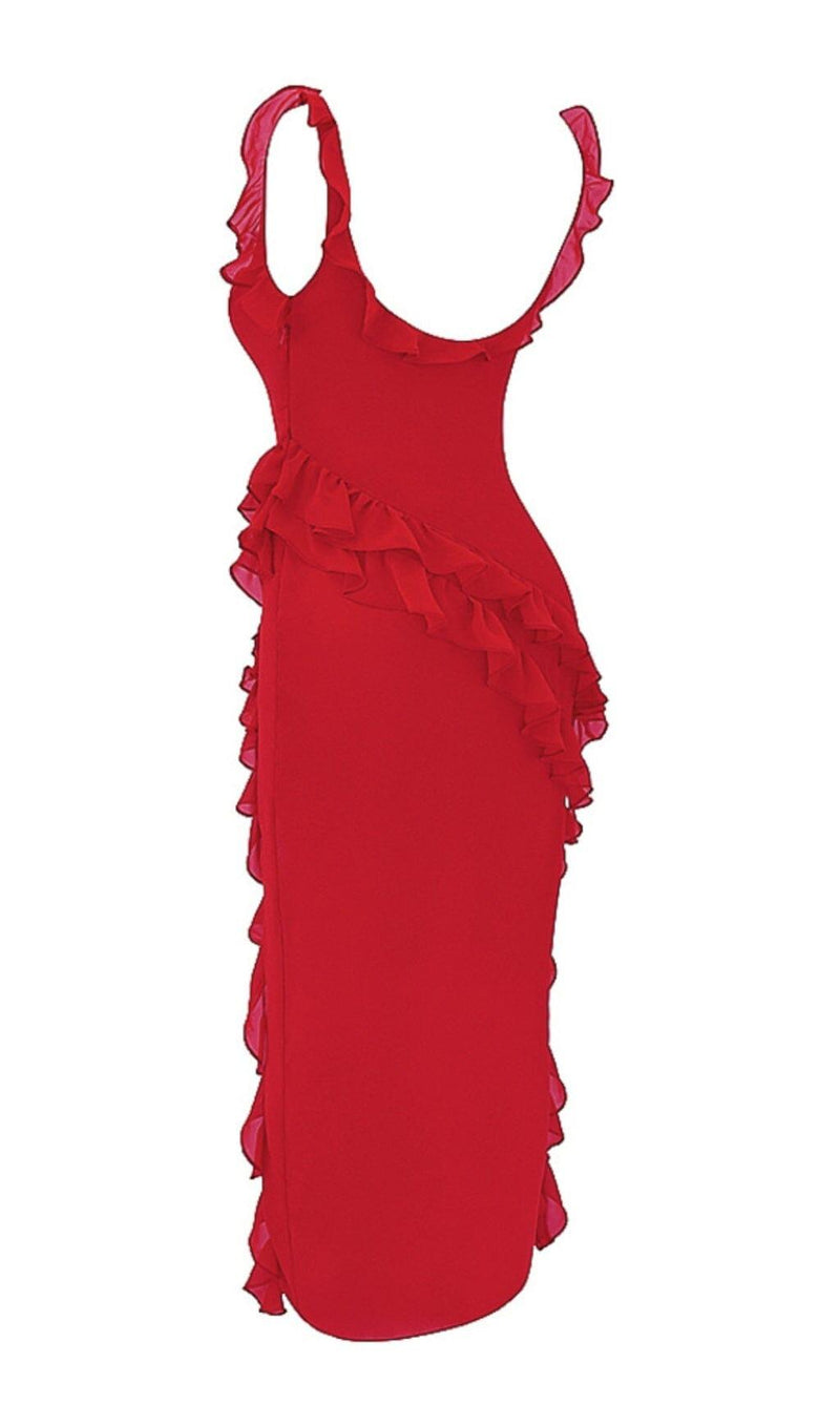 CHERRY RUFFLE MAXI DRESS