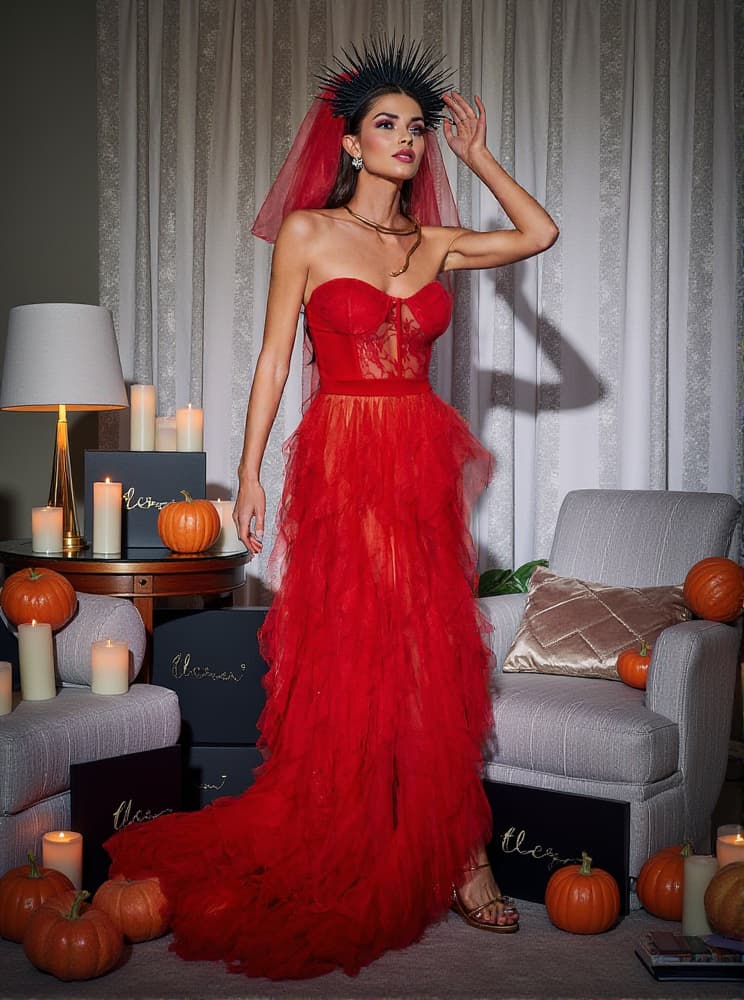 Dorothy Tulle Maxi Dress In Red