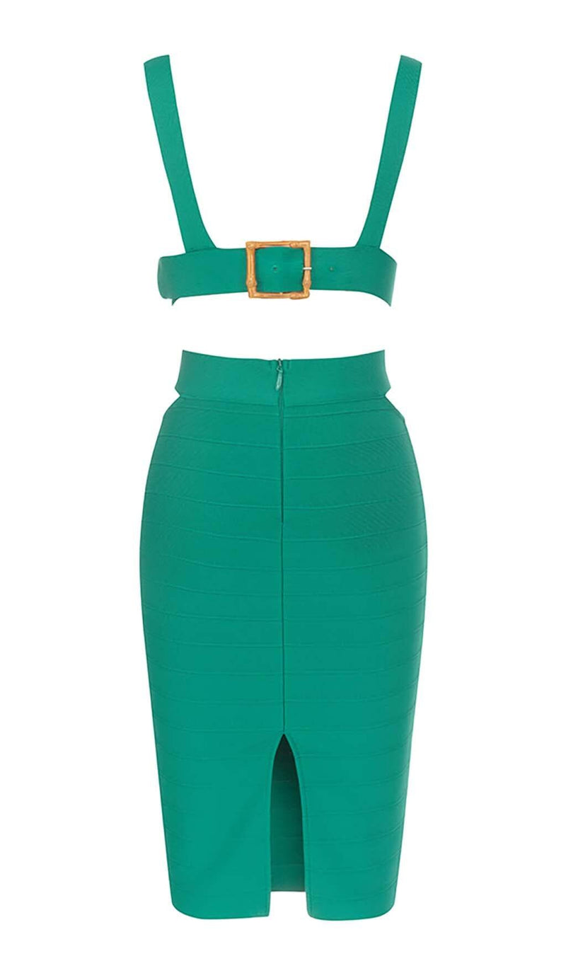 CUT OUT TWO-PIECE MIDI DRESS IN JADE