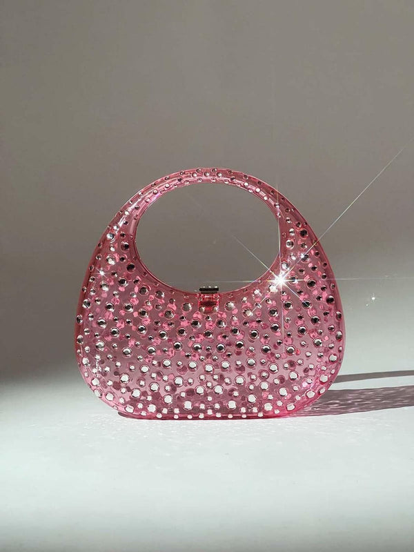 Asher Clear Embellished Bag In Pink