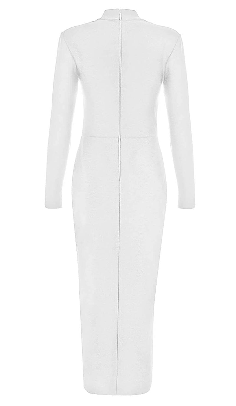 FISHBONE SLIT BANDAGE MIDI DRESS