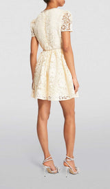 LACE BOW MINI DRESS IN WHITE