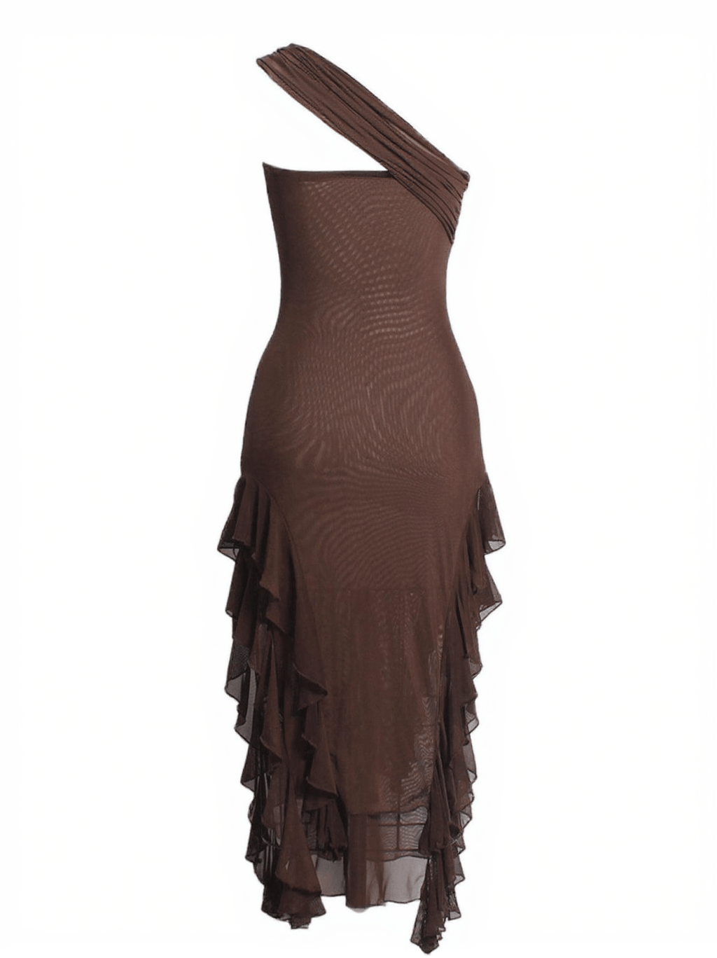 Kassiani Asymmetric See Through Ruffle Dress