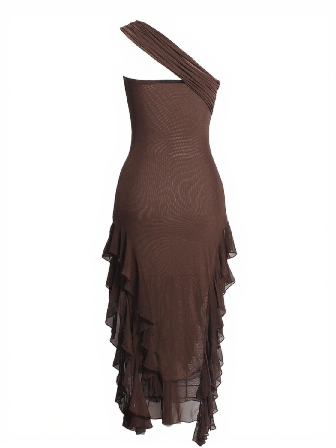 Kassiani Asymmetric See Through Ruffle Dress