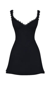 PIN TUCK MINI DRESS IN BLACK