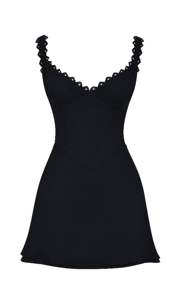 PIN TUCK MINI DRESS IN BLACK